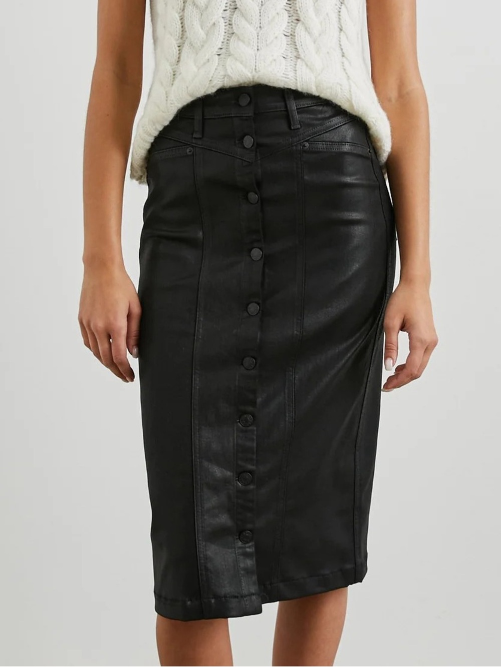 Rails Black Coated Midi Skirt NWT Size 31
